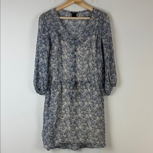 Club Monaco Silk Blue and White Long Sleeve Dress Size 0